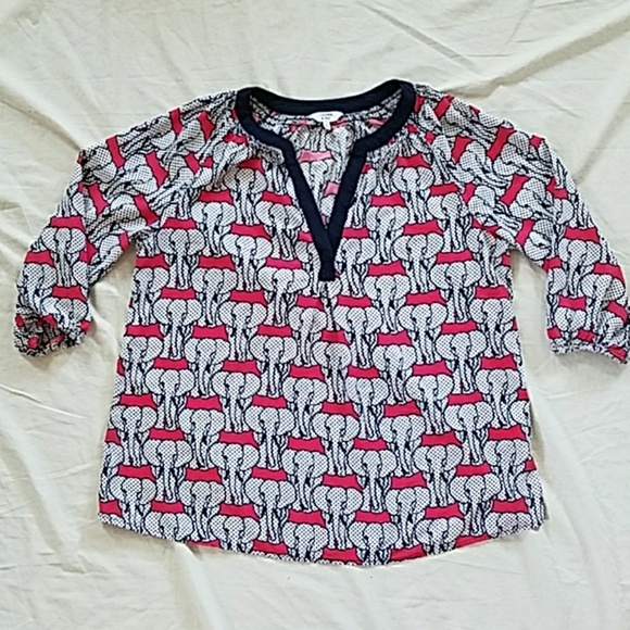crown & ivy Tops - Crown & Ivy Pop Art Elephant Half Sleeve Blouse